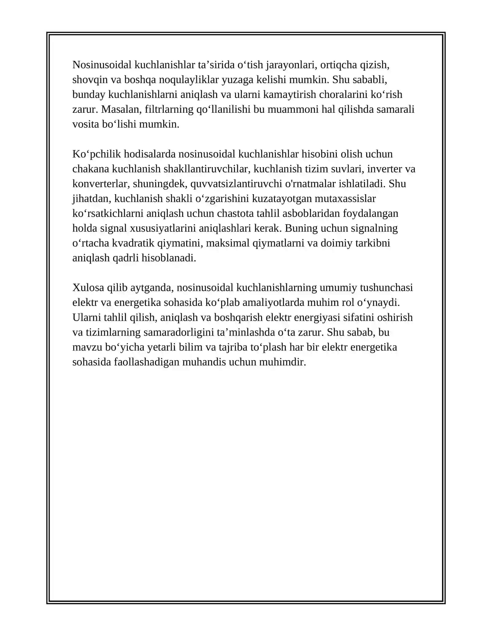 KUCHLANISHNING NOSINUSOIDALIGI 3