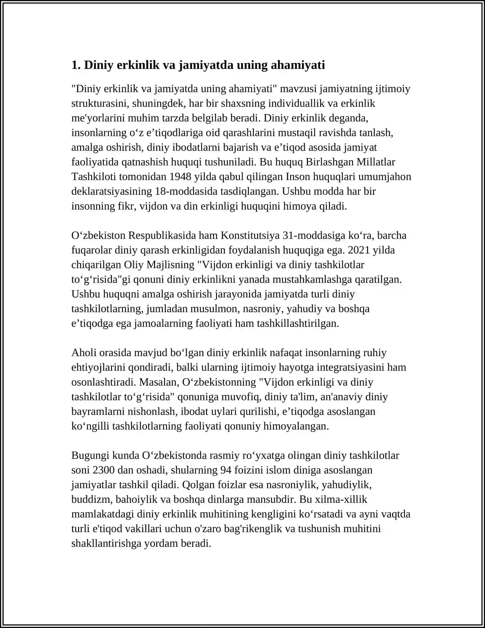 VIJDOM VA E'TIQOD ERKINLIGINING TA'RIFI 3