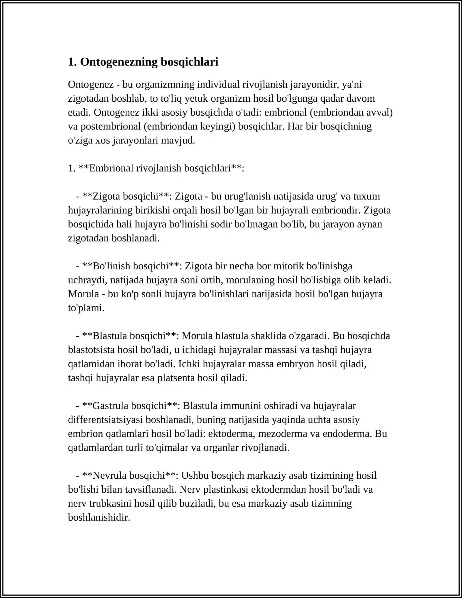 Ontogenezning bosqichlari 3