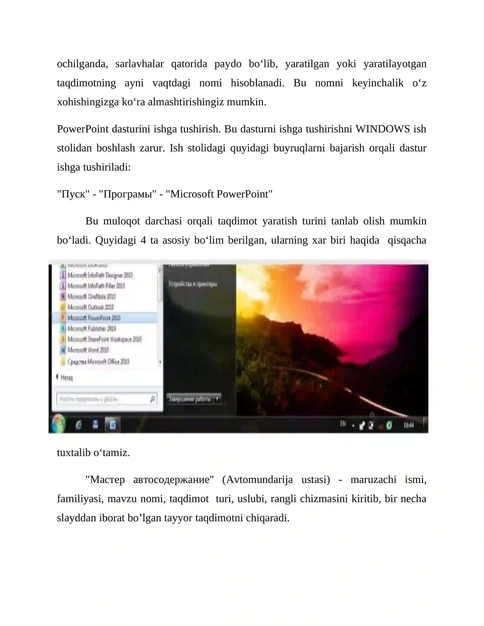Power Point dasturi yordamida darslarga koʻrgazmali qurollar tayyorlashni oʻrgatish 3
