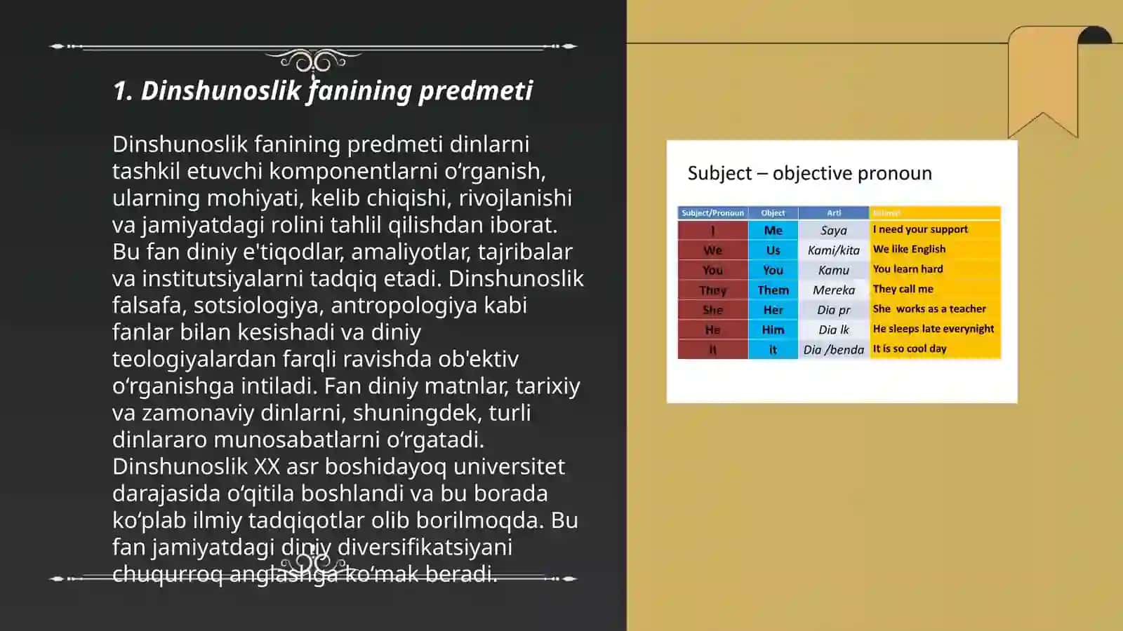 Dinshunoslik fanining predmeti, maqsadi va vazifalari 3