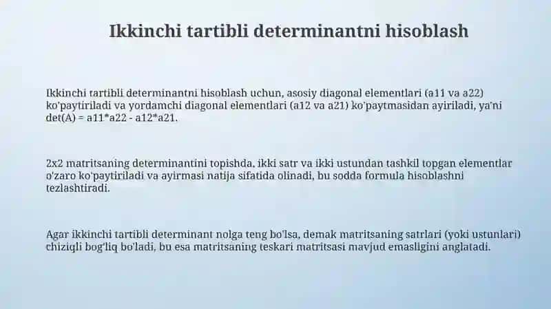 Ikkinchi va uchinchi tartibli determinantlarni hisoblash usuli 3