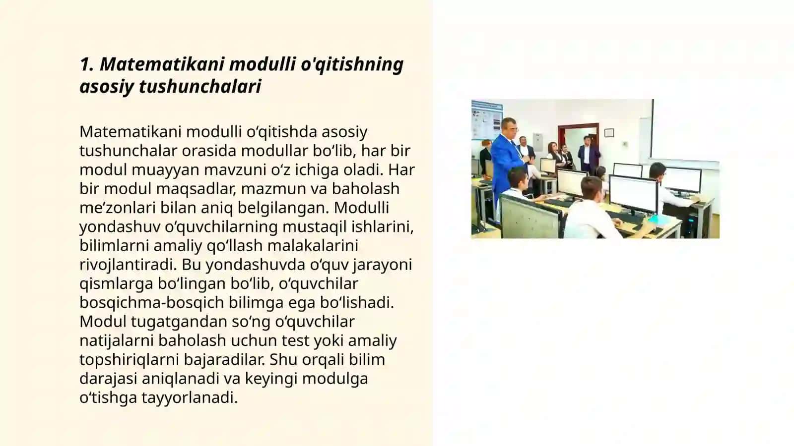 Matematikani modulli o'qitish texnologiyasi 3