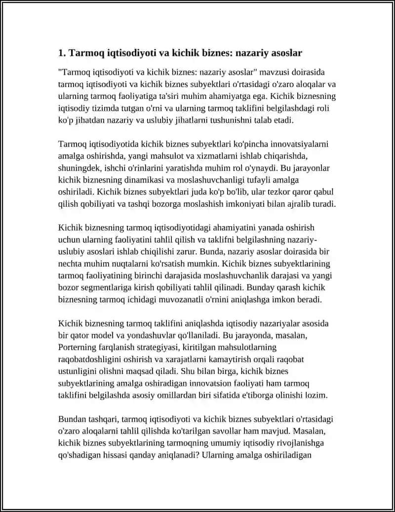 Tarmoq iqtisodiyoti va kichik biznes: nazariy asoslar 3