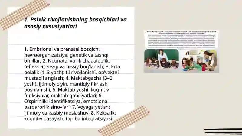 Psixik rivojlanish va davrlashtirish muammosi 3