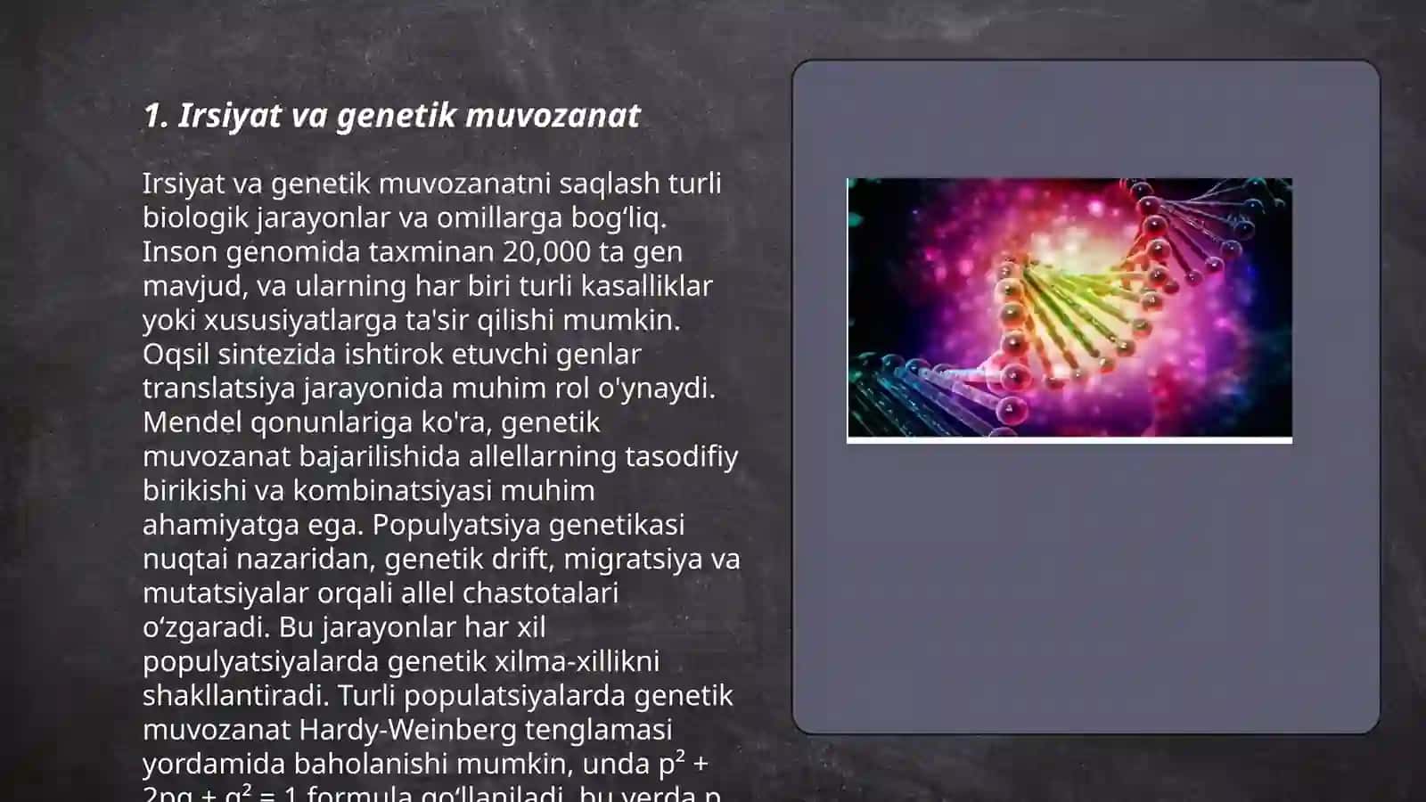 Irsiyat va genetik muvozanat 3