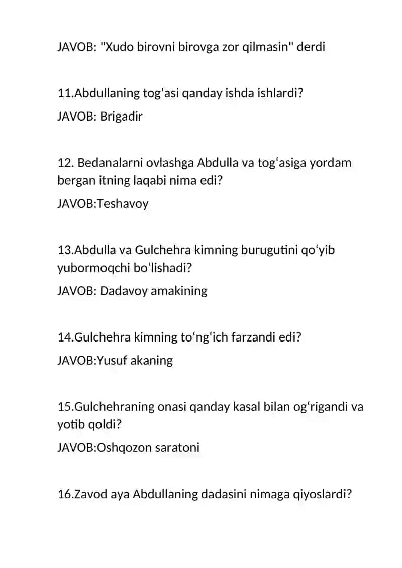 "Odam bo‘lish qiyin" savol javob, adib hayoti va ijodi 3
