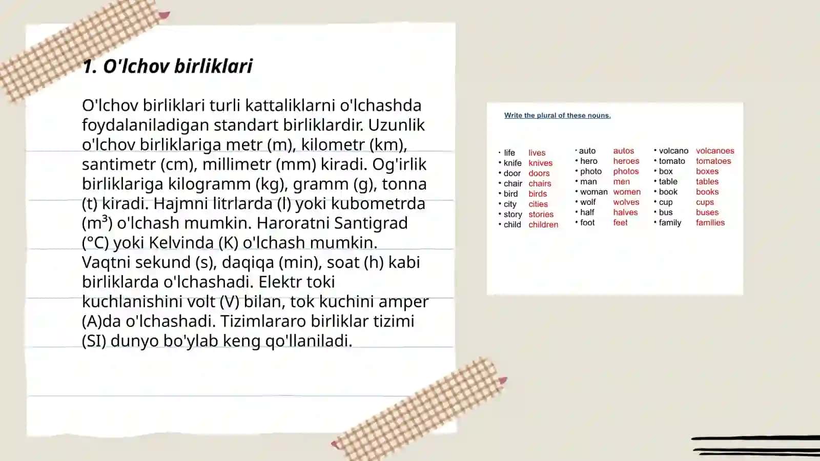 Gap bo'laklari sanalmaydigan birliklar 3