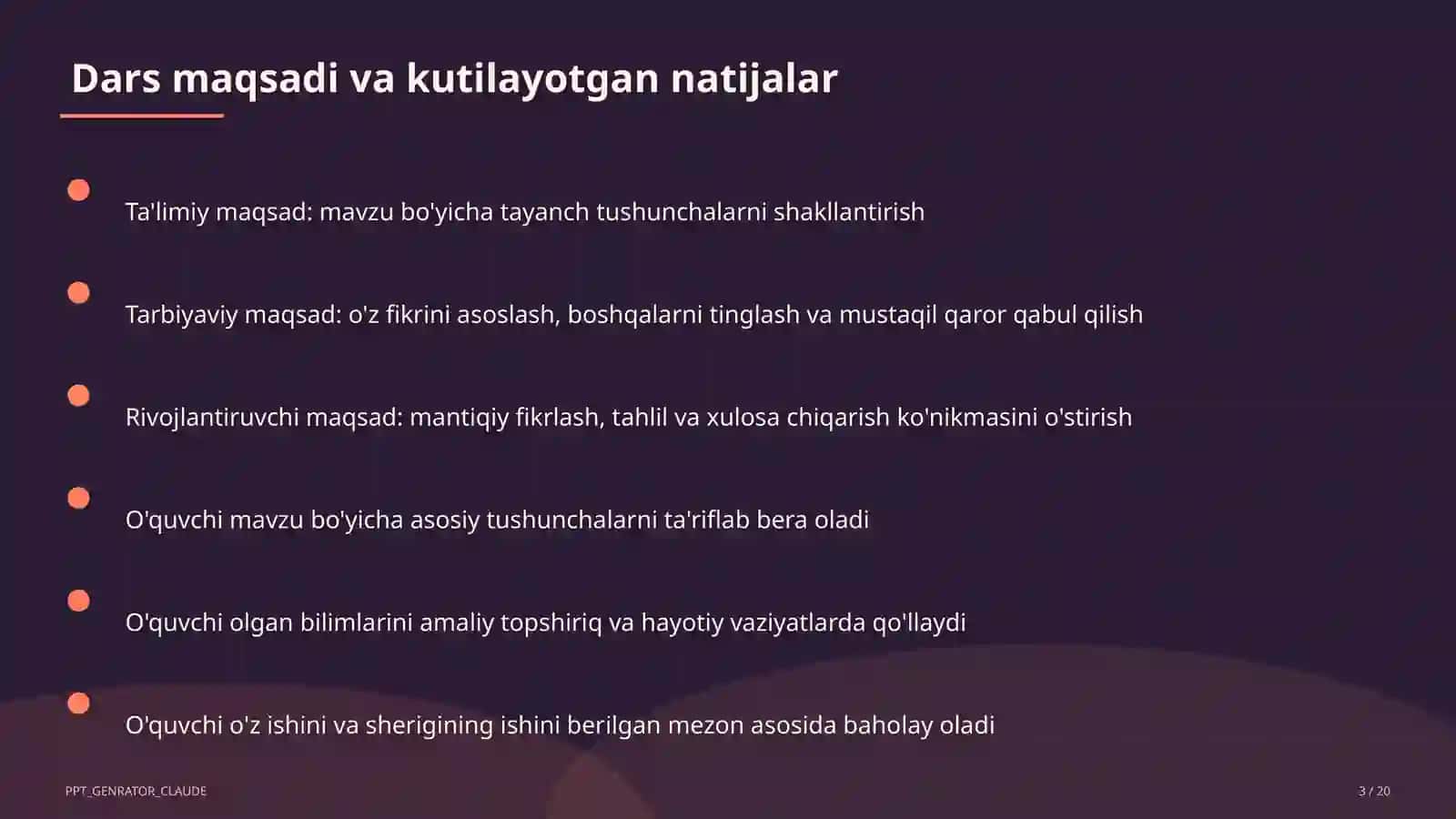 Dars rejasi 3