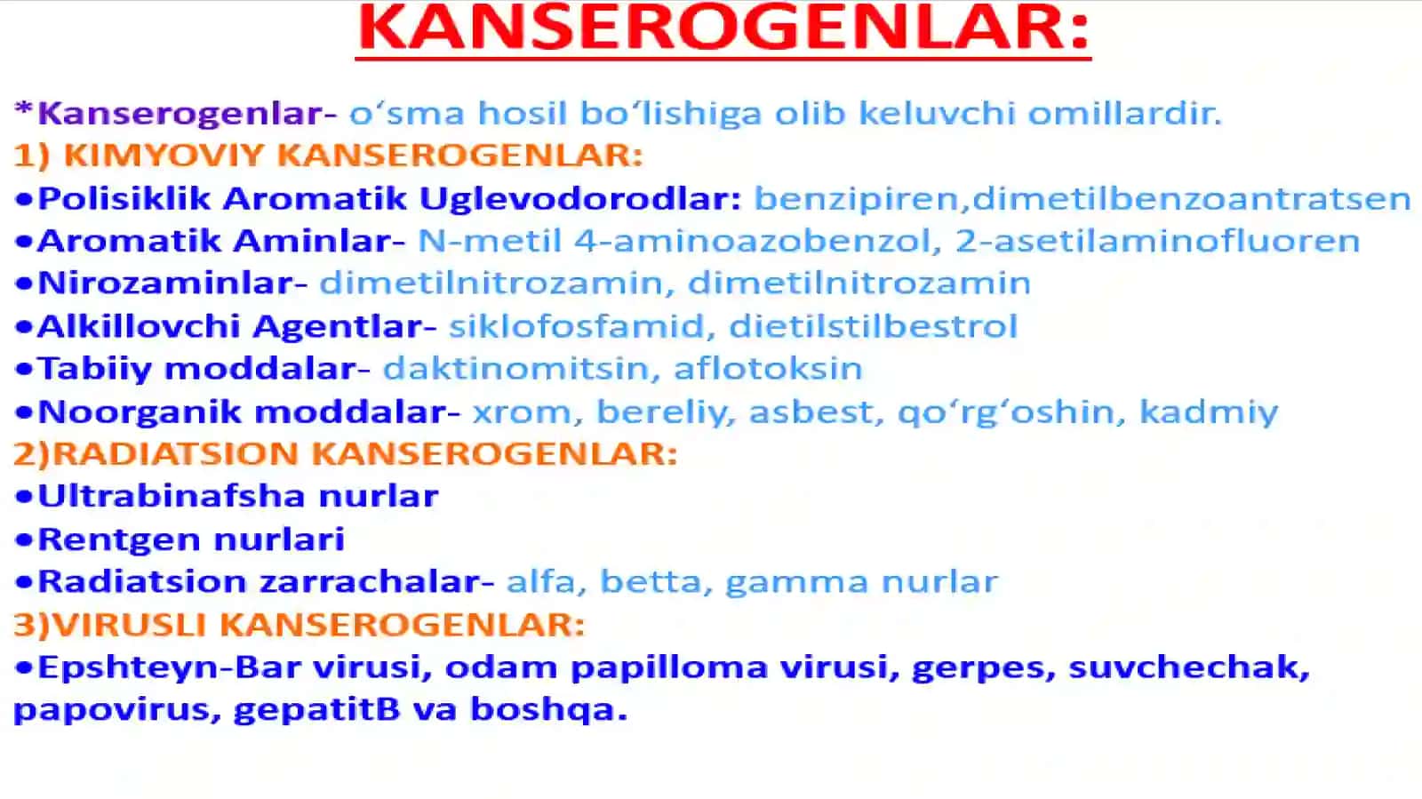 Kanserogen agentlar va ularning hujayralar bilan o‘zaro ta’siri. O‘sma immuniteti 3