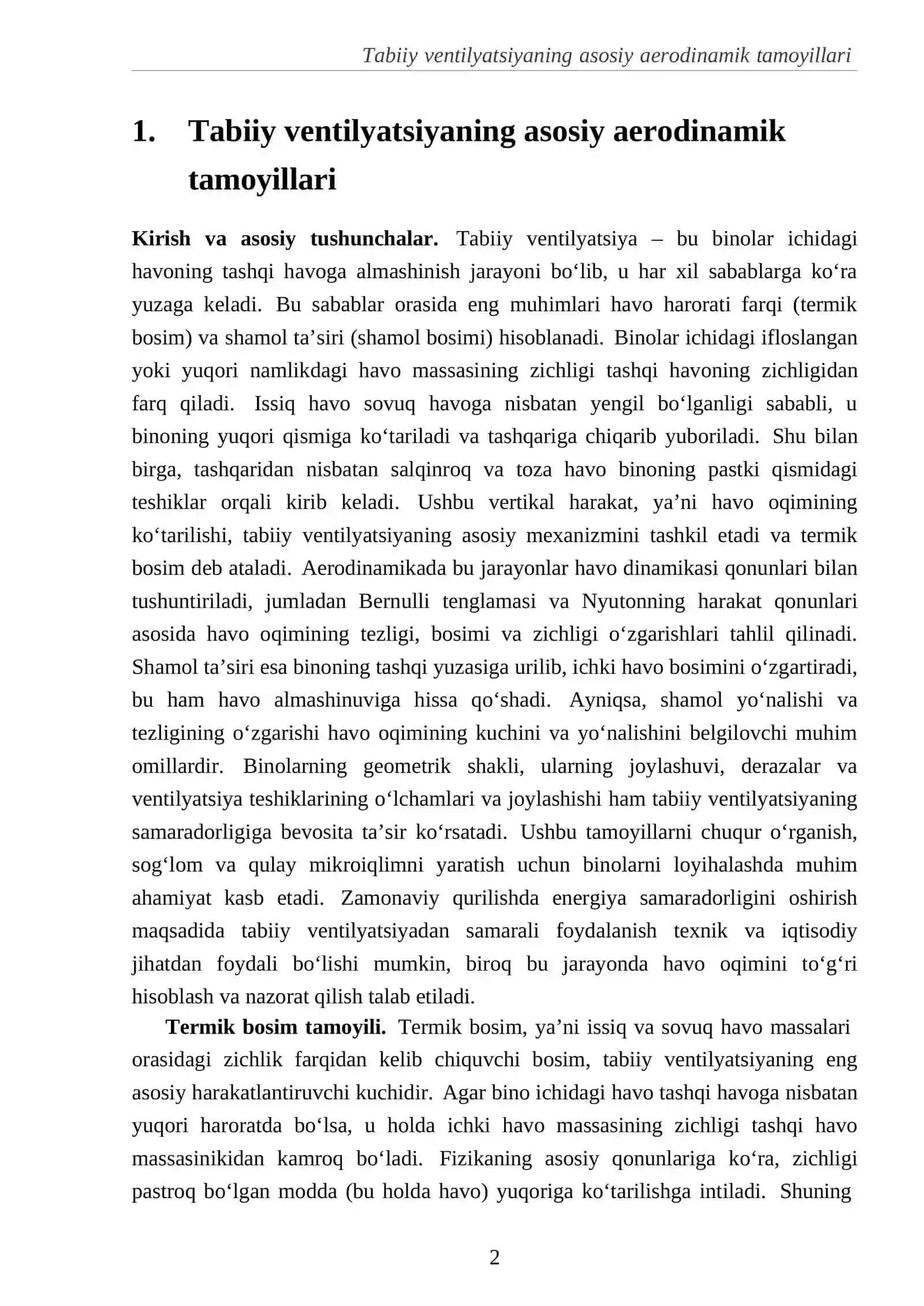 Tabiiy ventilyatsiya aerodinamikasi 3