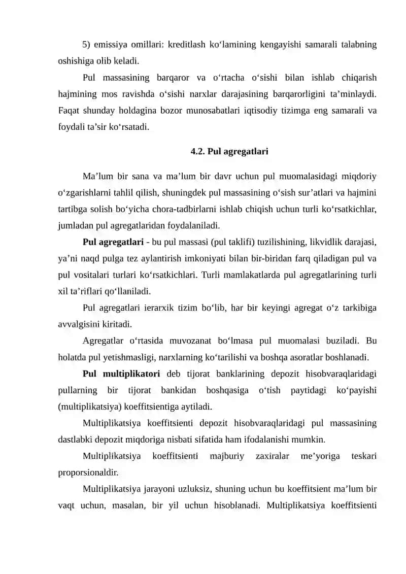 Pul massasi va pul aylanish tezligi 3