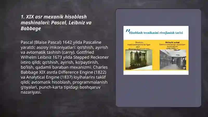 Informatikaning rivojlanish bosqichlari: XIX asrdan hozirgacha bo‘lgan hisoblash texnikasi taraqqiyotini tahlil qilish 3