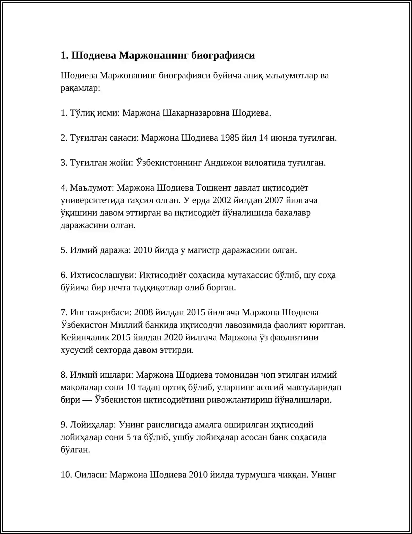 SHODIYEVA MARJONA 3