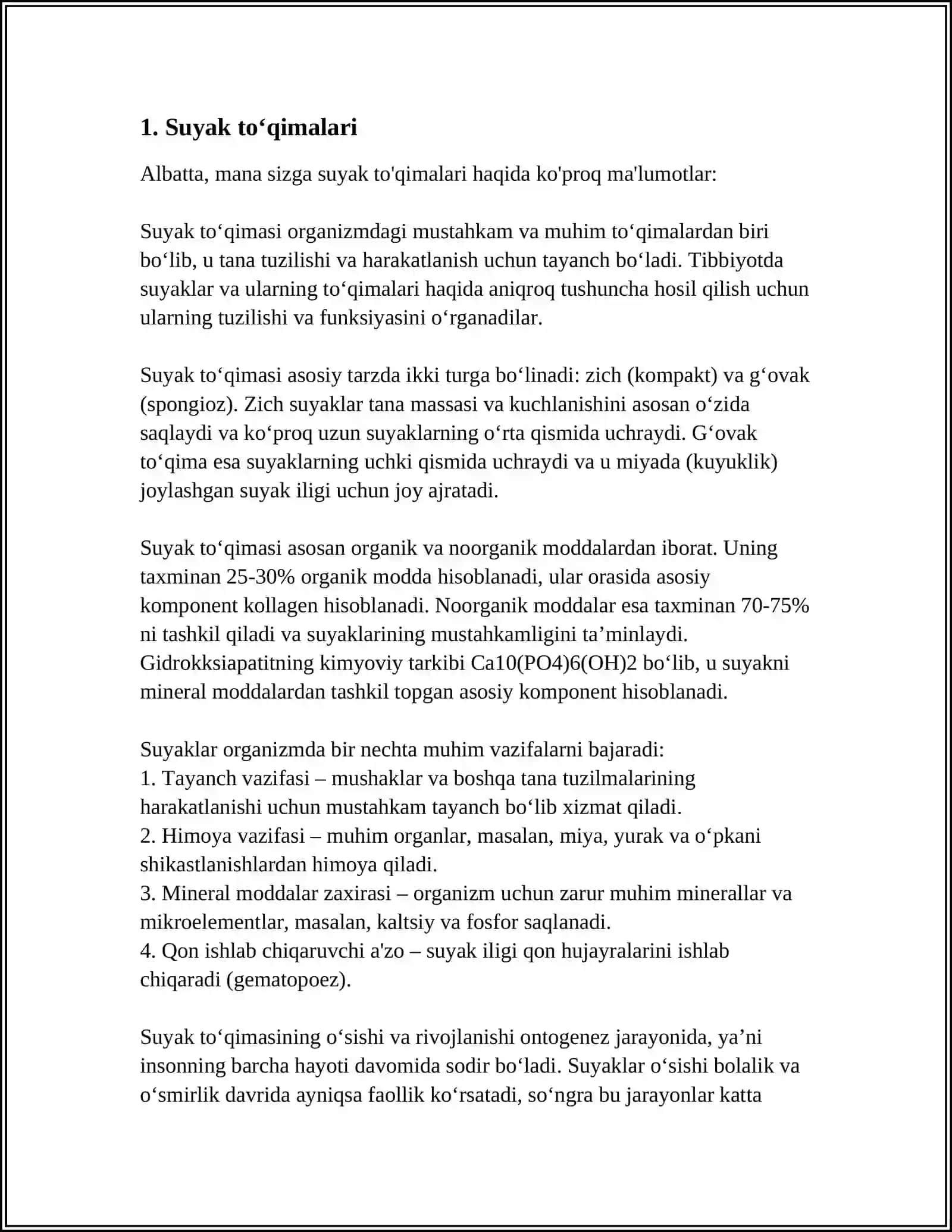 ANATOMIYADAN SUYAK MAVZUSI 3