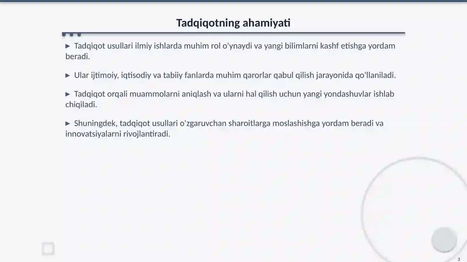 Tadqiqot usullari va ko’nikmalari 3