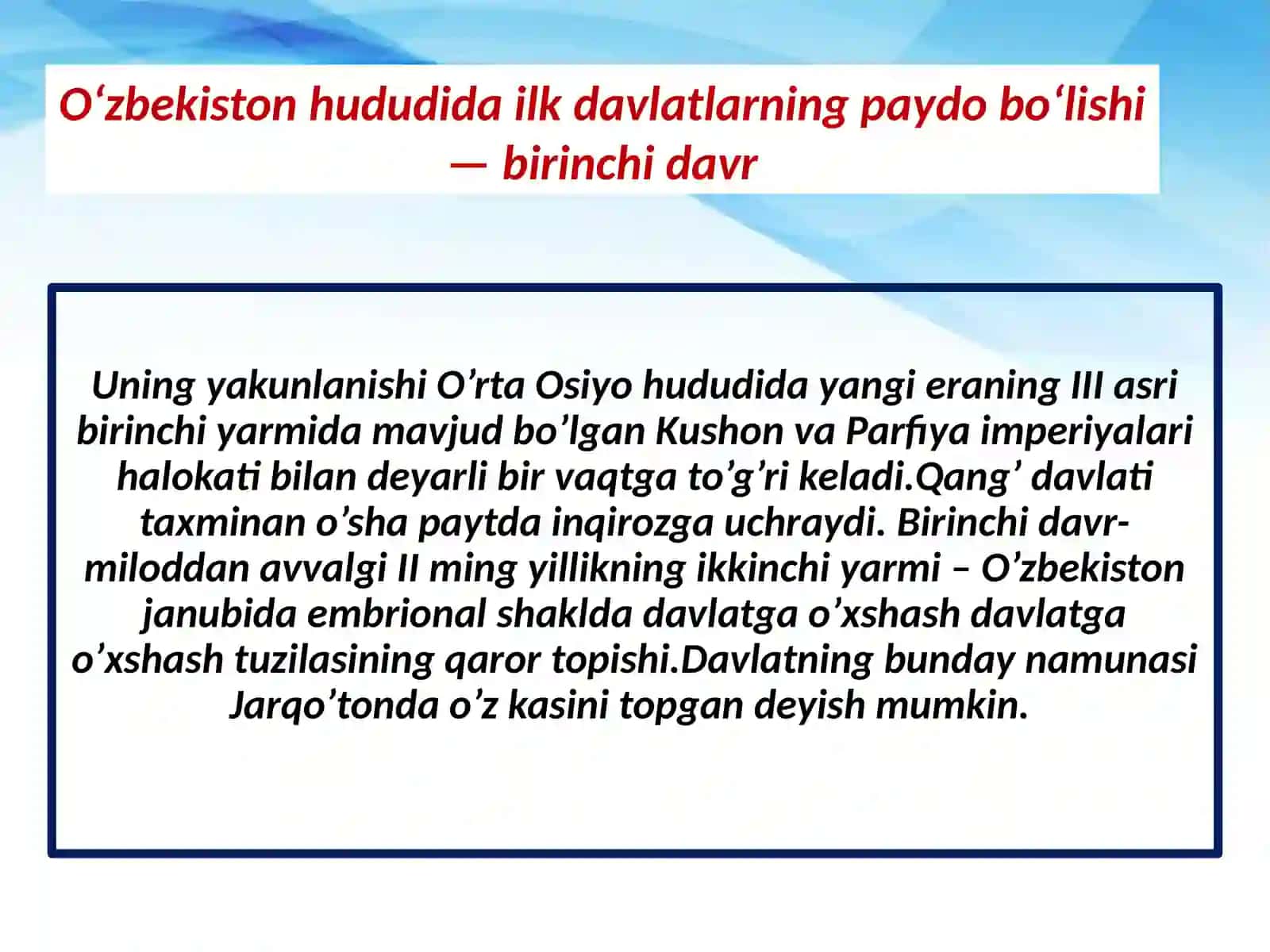 Oʻzbekiston hududida ilk davlatlarning vujudga kelishi 3