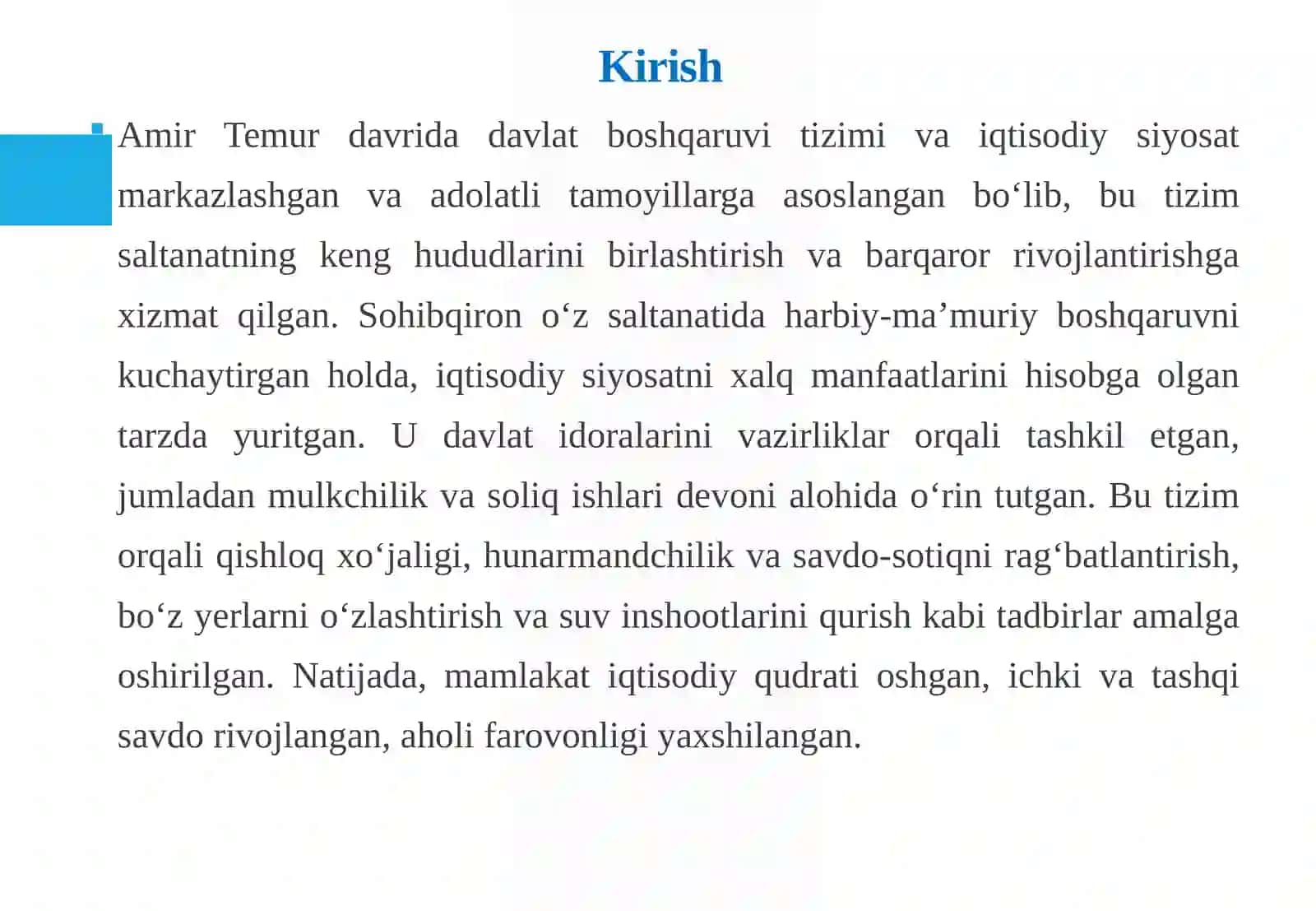 Amir Temurdavri dasturiy siyosatining jamiyat hayoti g'oyalari 3