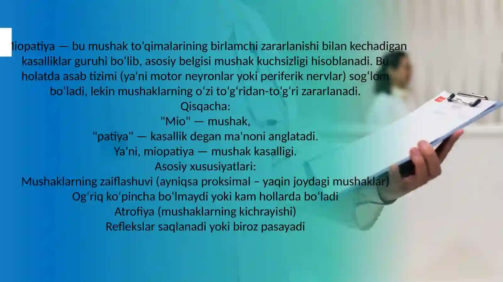 Miopatiyalar va Mushaklar Denervatsiyasi 3