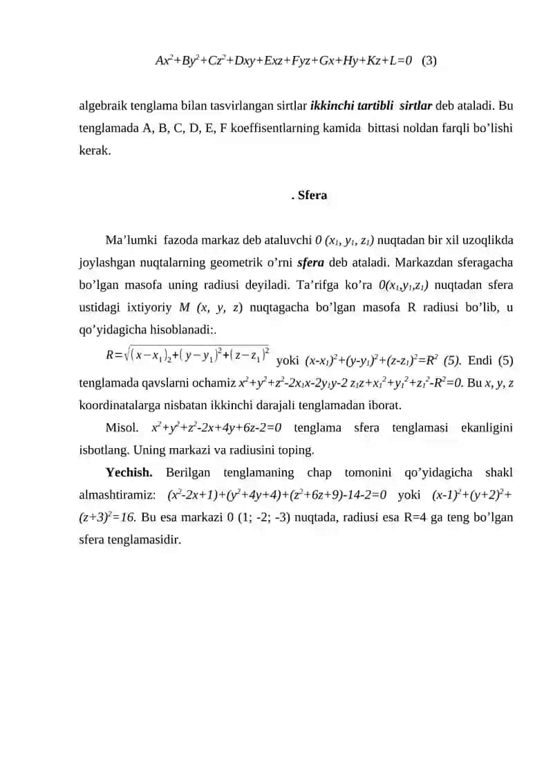 Ikkinchi tartibli sirtlar 3