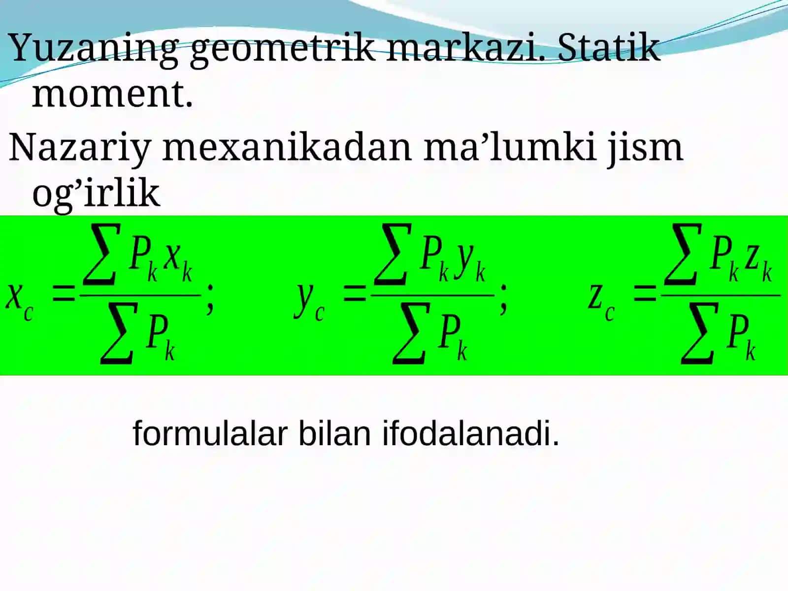 TEKIS KESIM YUZALARINING GEOMETRIK XARAKTERISTIKALARI 3