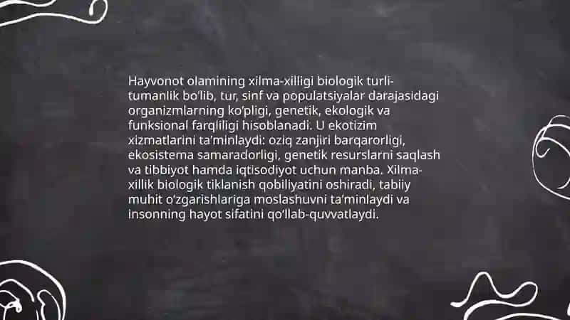 Hayvonot olamining xilma-xilligi 3