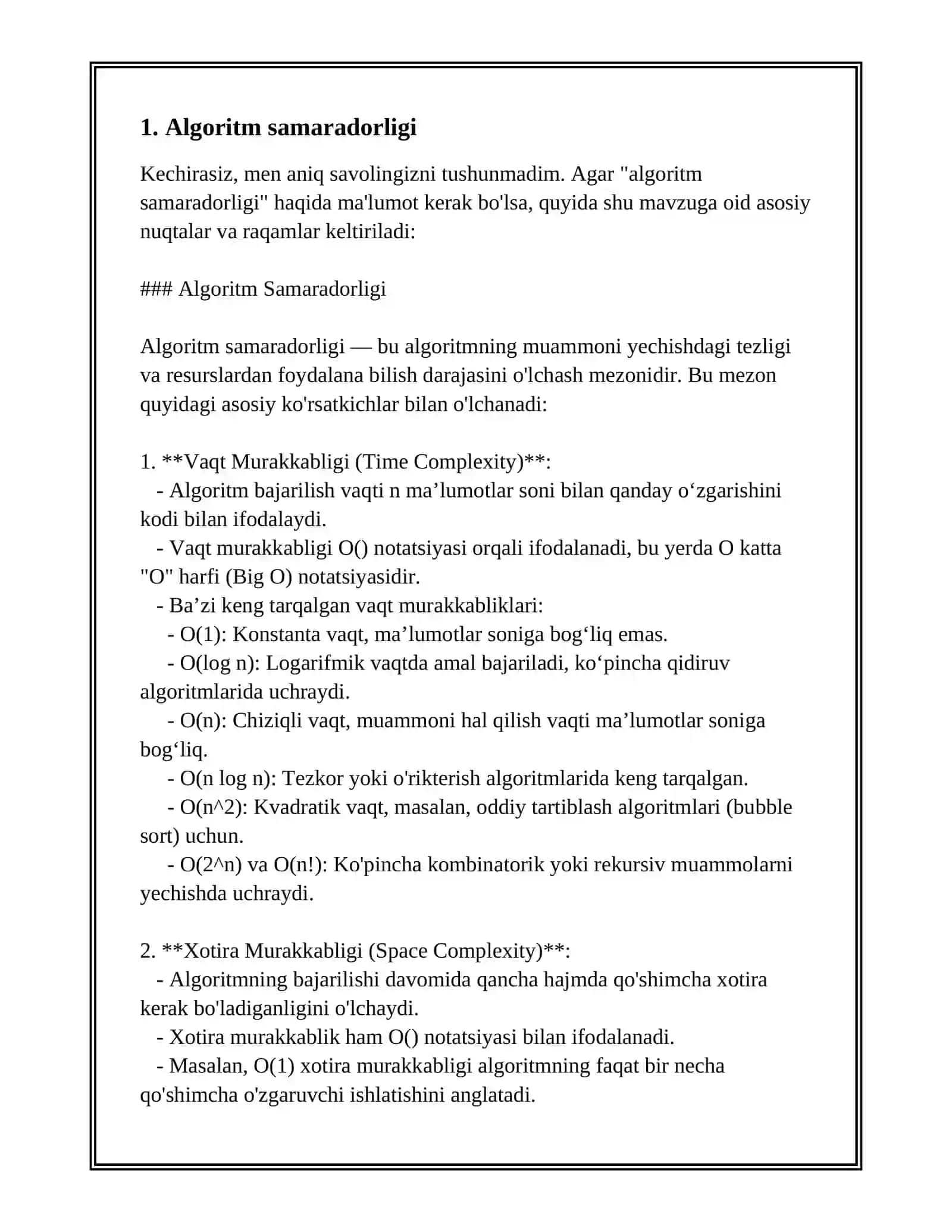 ALGORITMLARNI TAHLIL QILISH. BAHOLARNI HISOBLASH 3