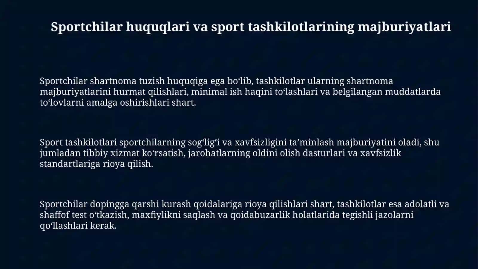 Sport huquqining kafolatlari 3