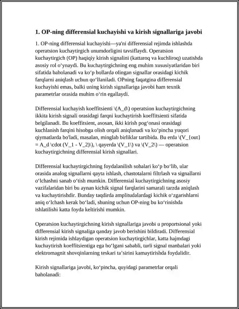 OKNING DIFFERENSIAL KIRISH SIGNALLARIGA JAVOBI 3