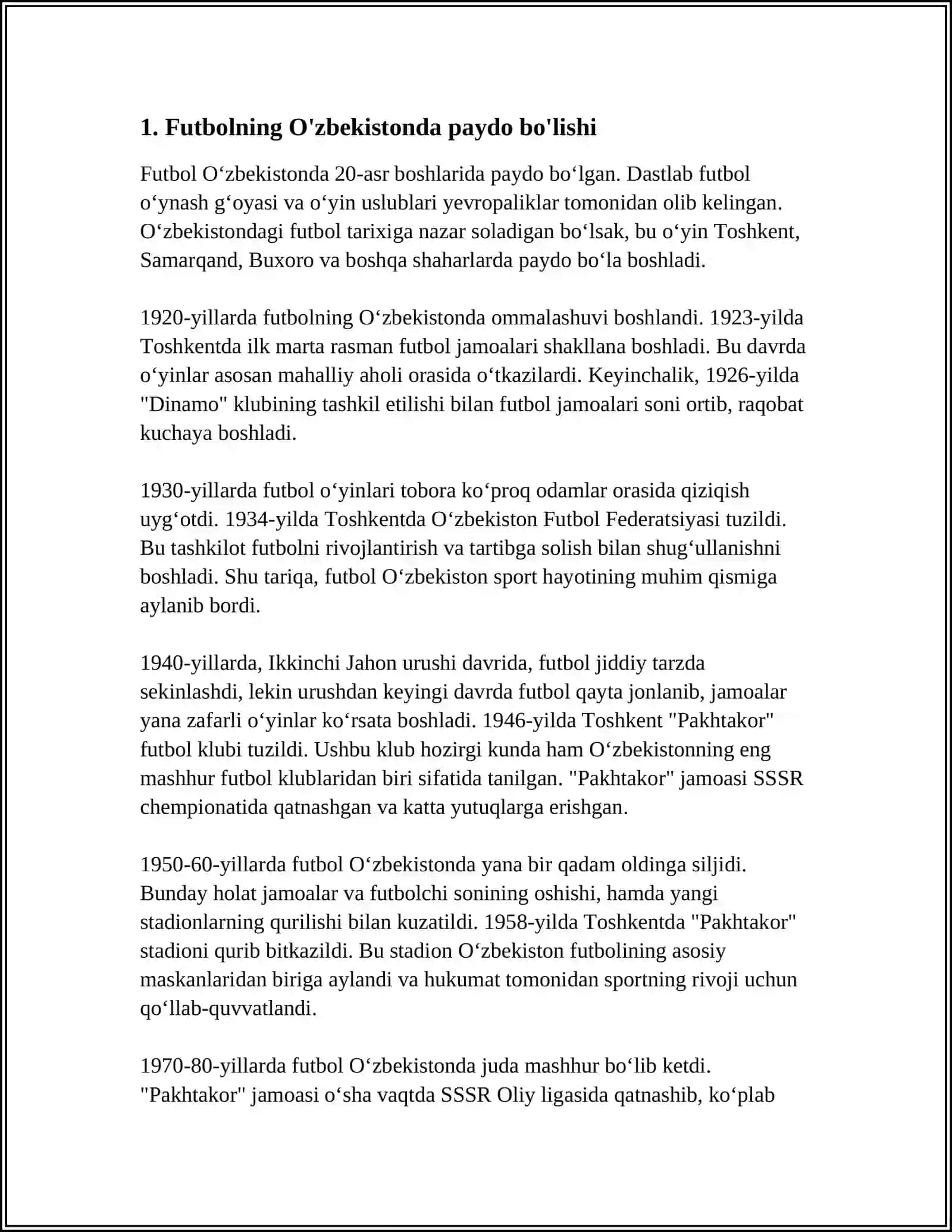 O'zbek futbolining rivojlanish tarixi 3