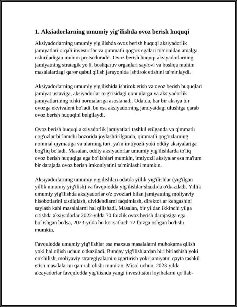 AKSIYADORLAR HUQUQLARI 3