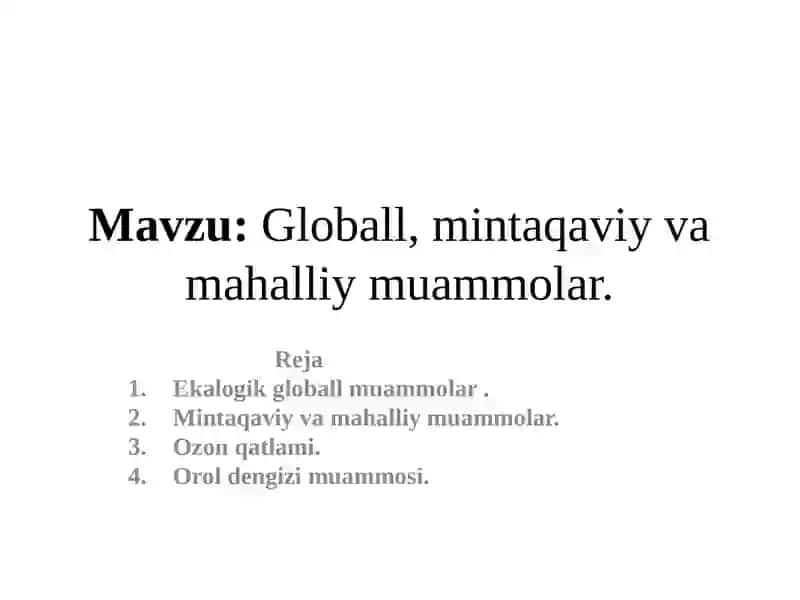 Mintaqaviy va mahalliy muammolar 3