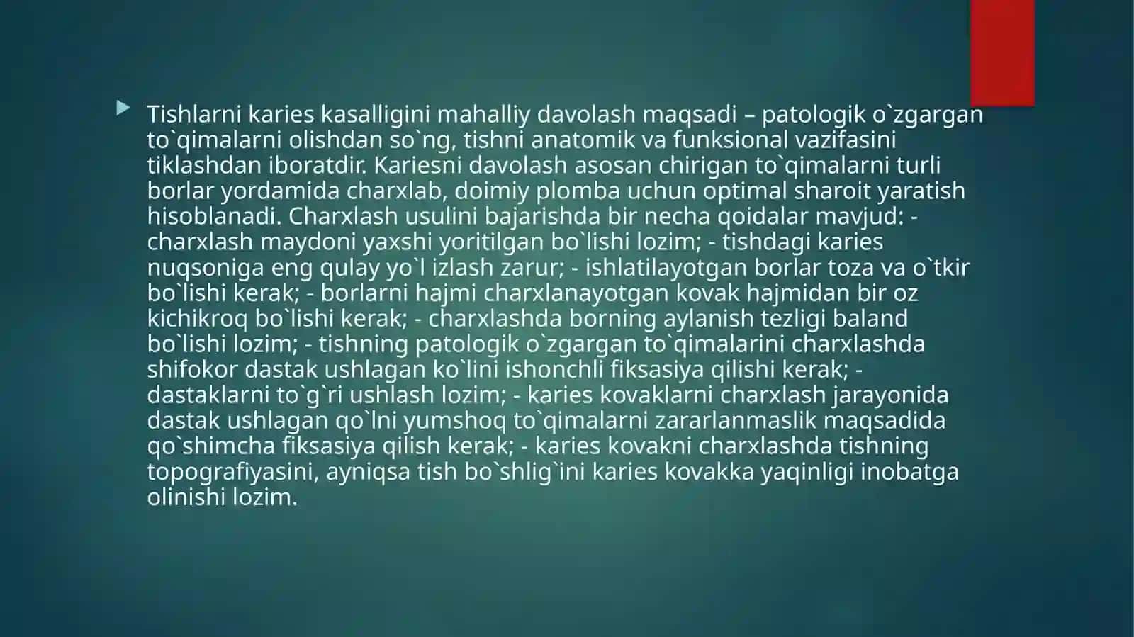 FANTOMLARDA II SINF KARIOZ BO'SHLIQLARNI CHARXLASH VA PLOMBALAS 3