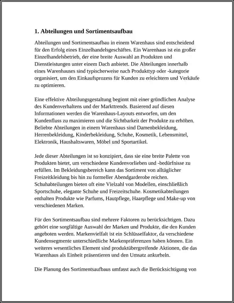 Abteilungen und Sortimentsaufbau 3
