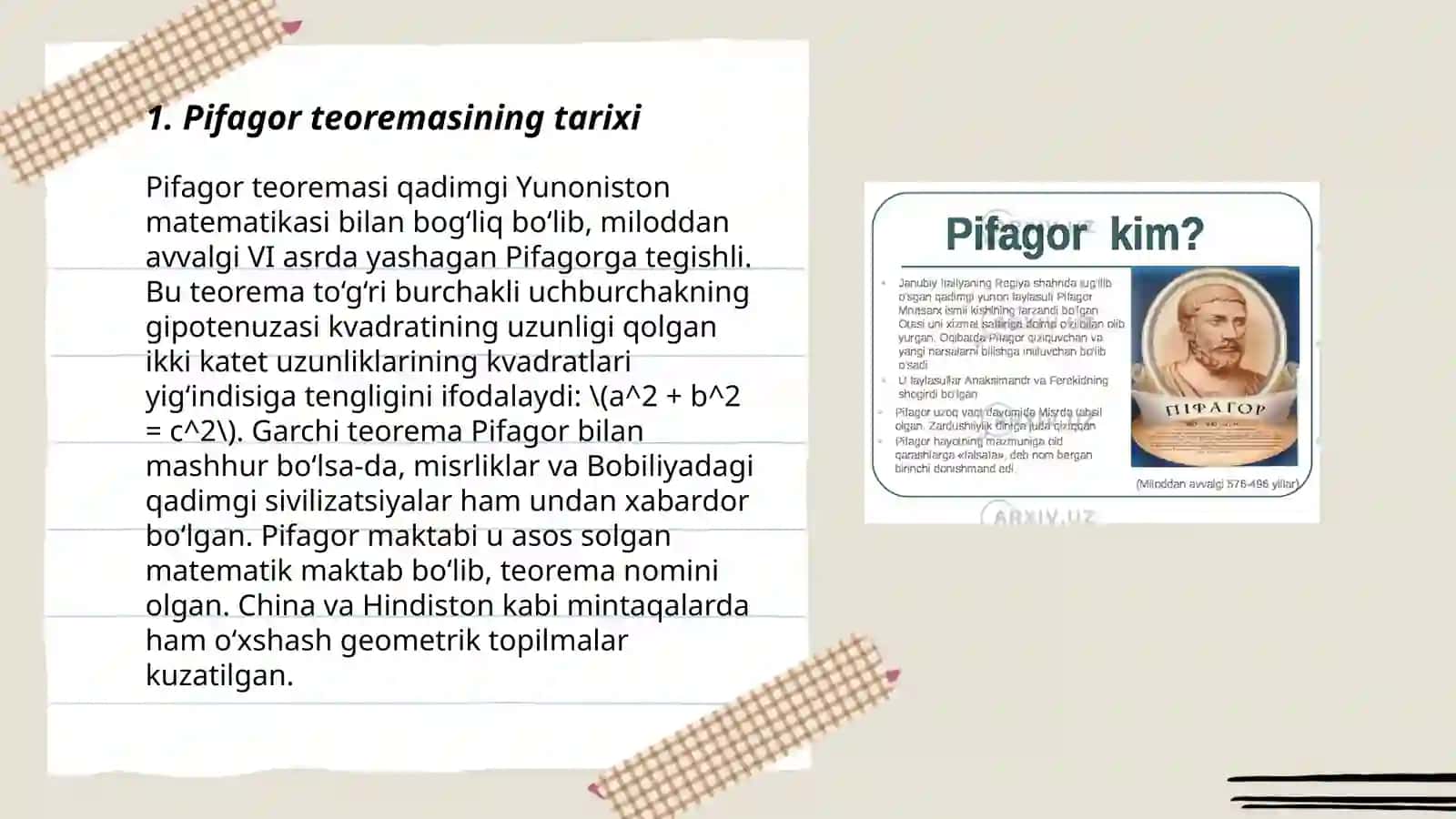 Pifagor teoremasi va uning isbotlari 3