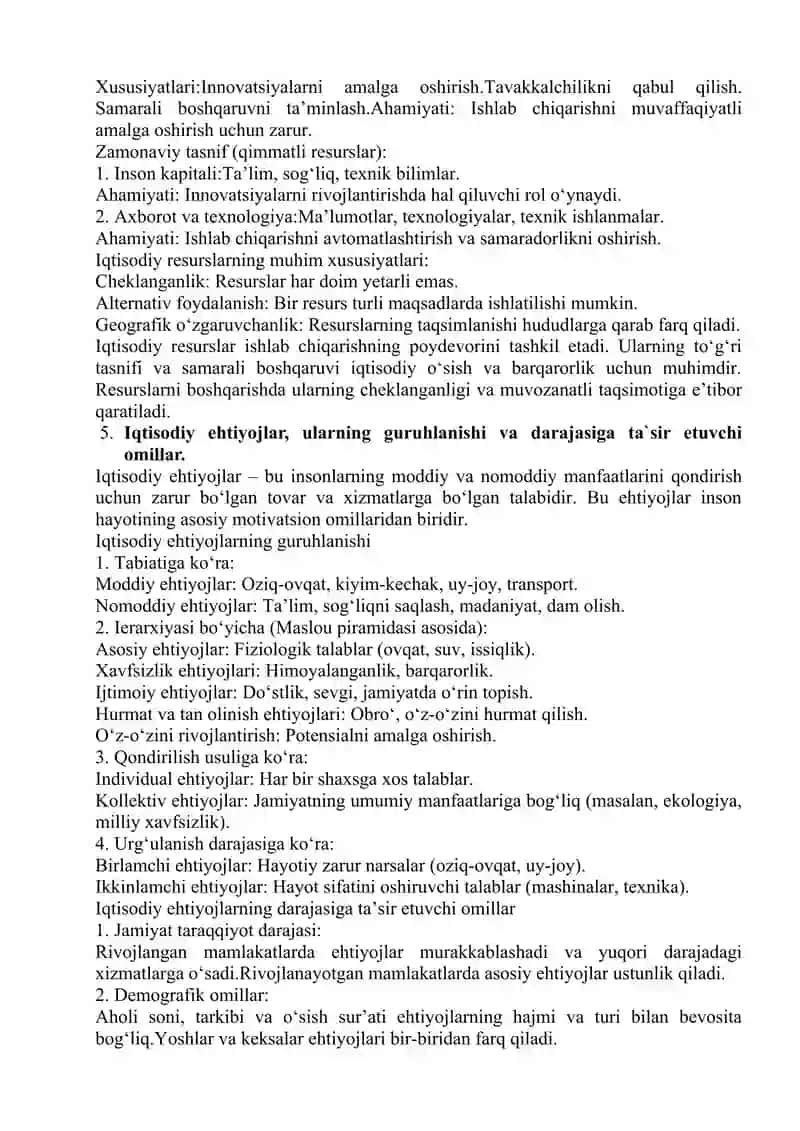 Umumiy iqtisodiyot fanidan yakuniy nazorat javoblari 3