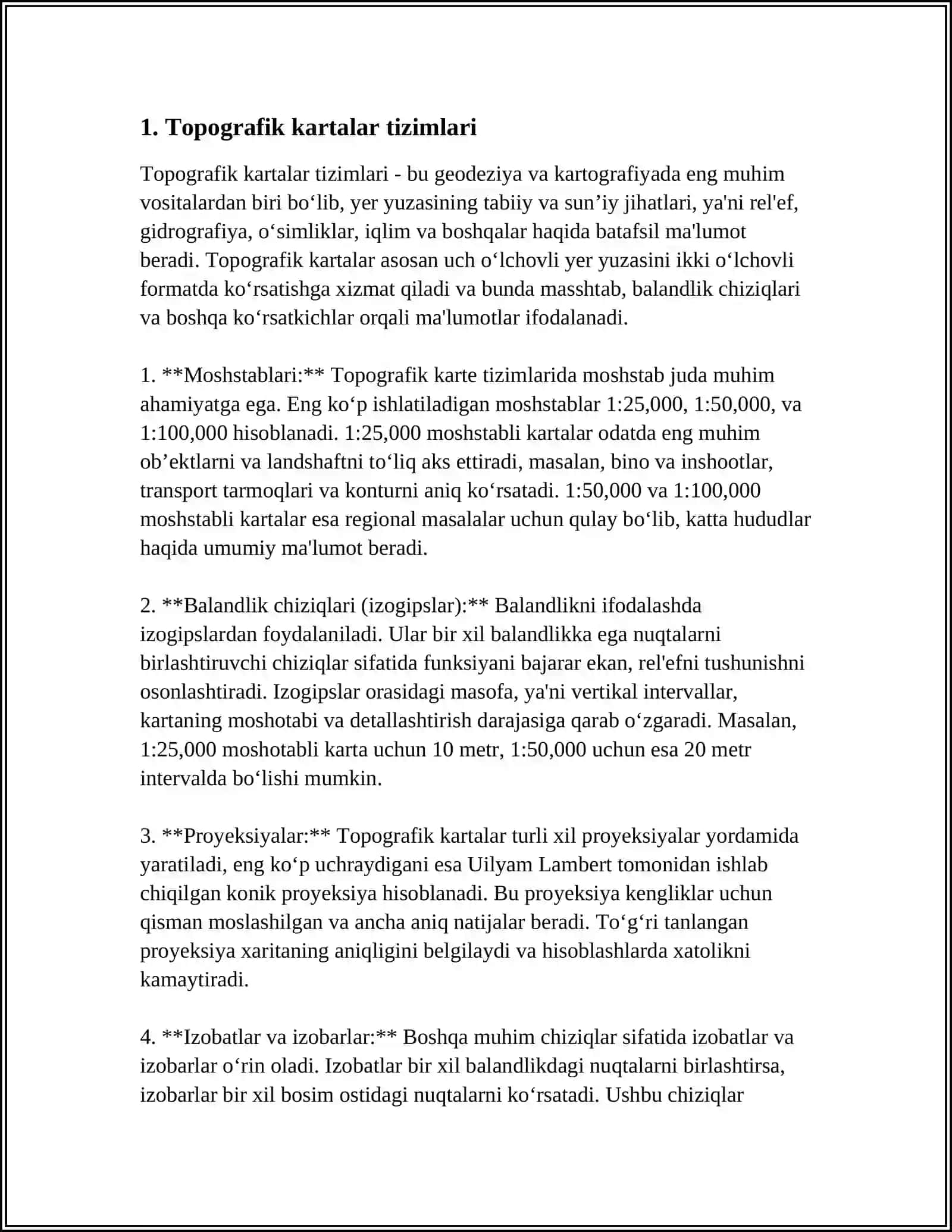 TOPOGRAFIK KARTALAR TUZILISHI VA SHARTLI BELGILAR 3