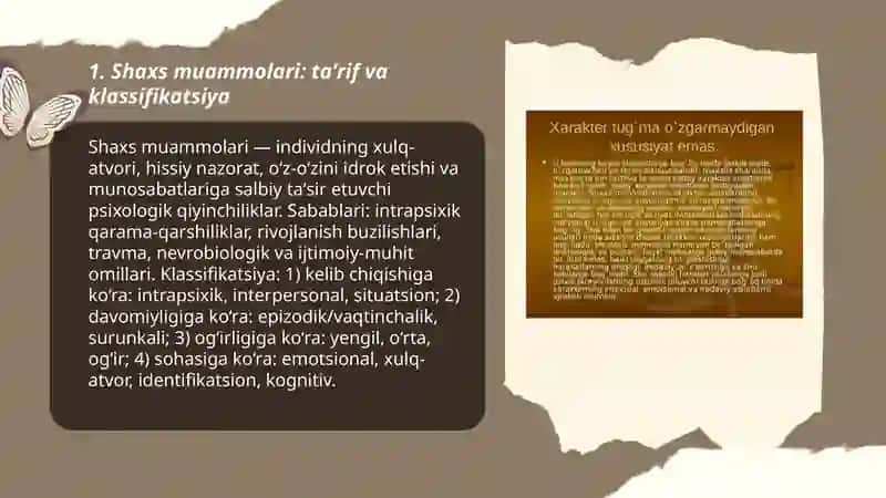 Shaxs muommolari, harakter mijoz tushunchalari 3