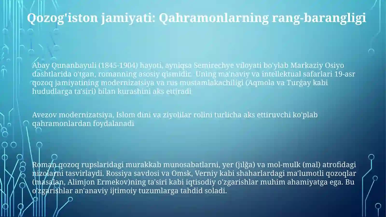 Muxtor Avezovning "Abay" romanidagi qahramonlar 3