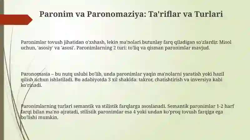 Paronim va paranomaziya 3