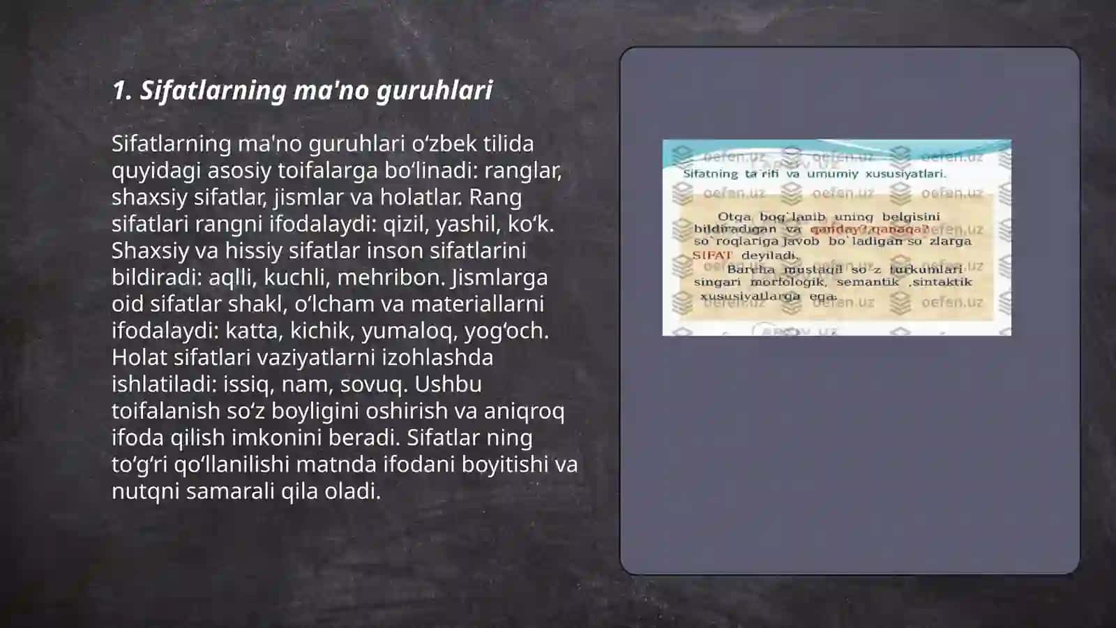 Sifatning maʼno turlari 3