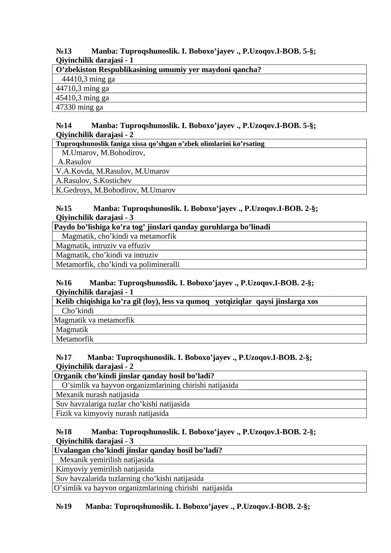 Tuproq ekologiyasi fanidan test savollari 3