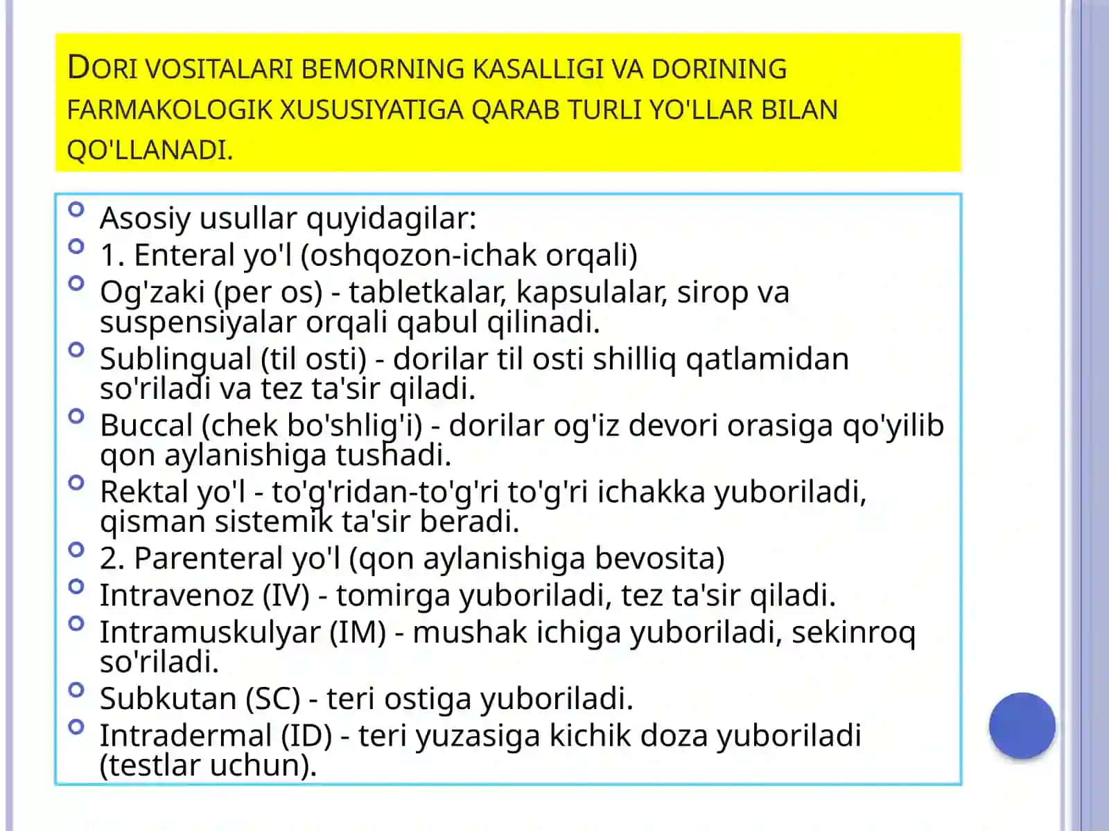 Dorivositalarni qo’llash usullari 3