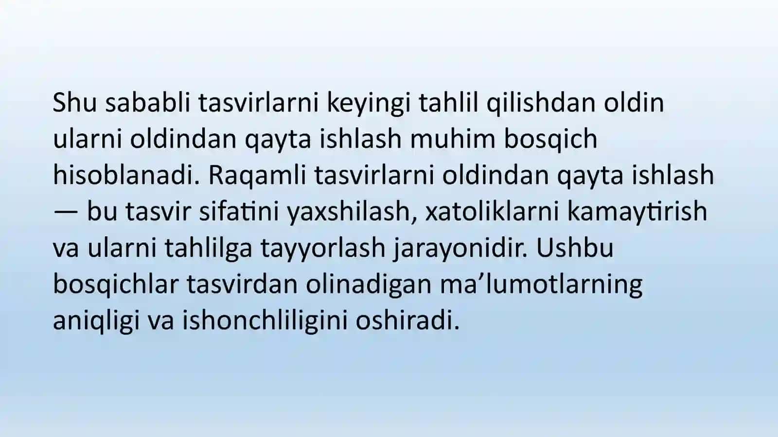 Raqamli tasvirlarni oldindan qayta ishlash bosqichlari 3