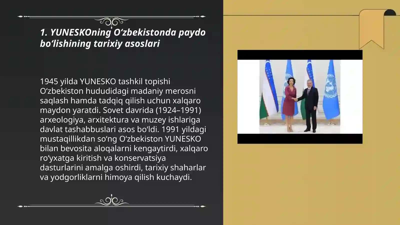 YUNESKOning Oʻzbekistonda paydo boʻlishining tarixiy asoslari 3