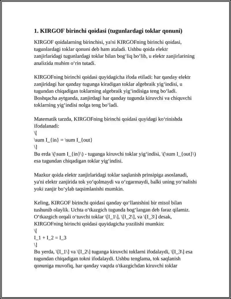 KIRGOF QOIDALARI. JOUL-LENS QONUNI 3