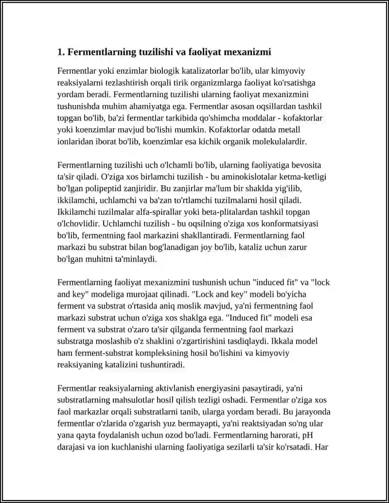 Fermentlar va ularning sanoatdagi ahamiyati 3