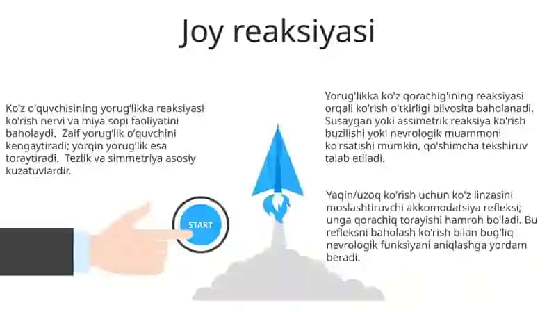 Koʻz oʻtkirligini baholash: Qorachik reaksiyasi 3