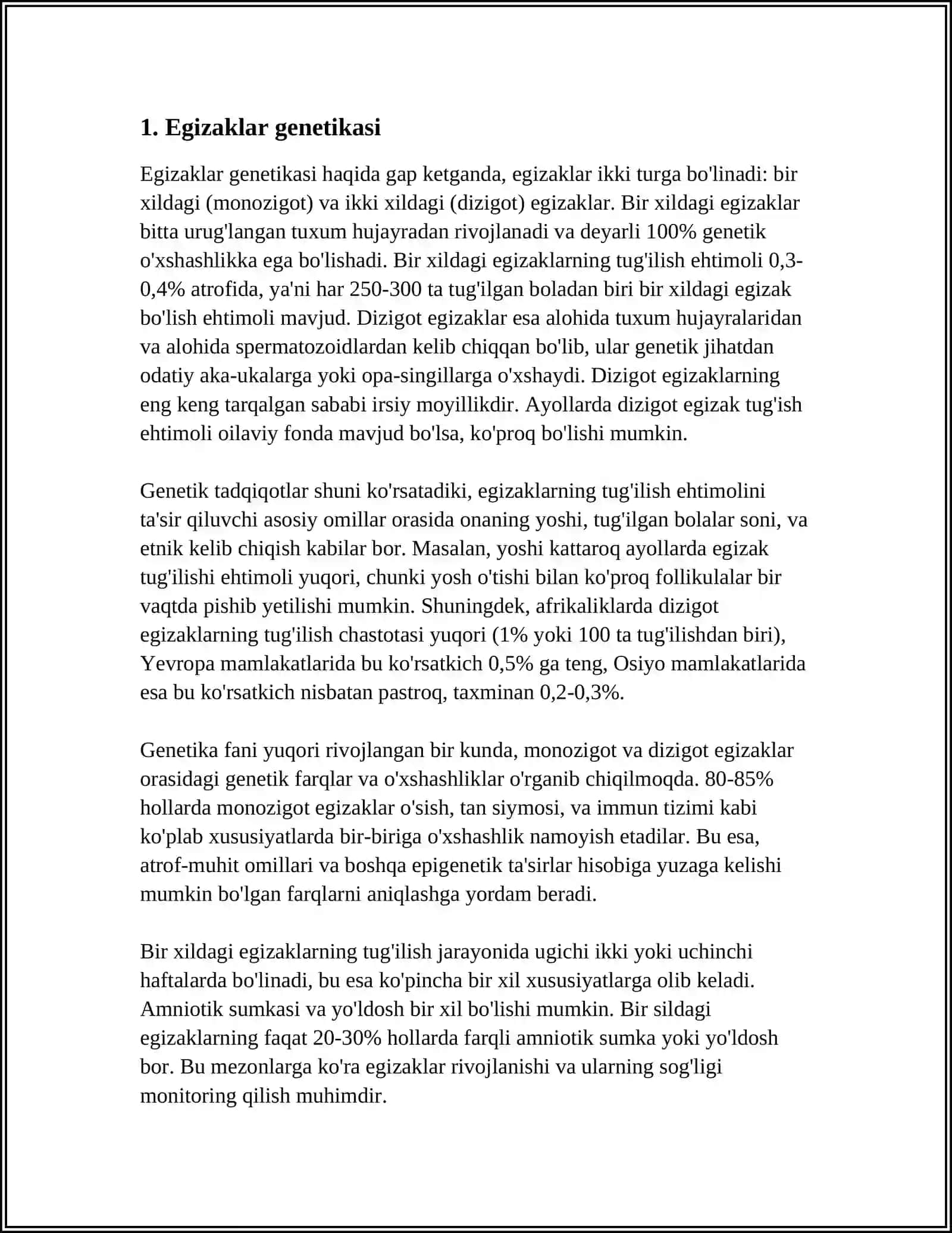 ANTROPOGENITEKA USULLARI:EGIZAKLAR USULI 3