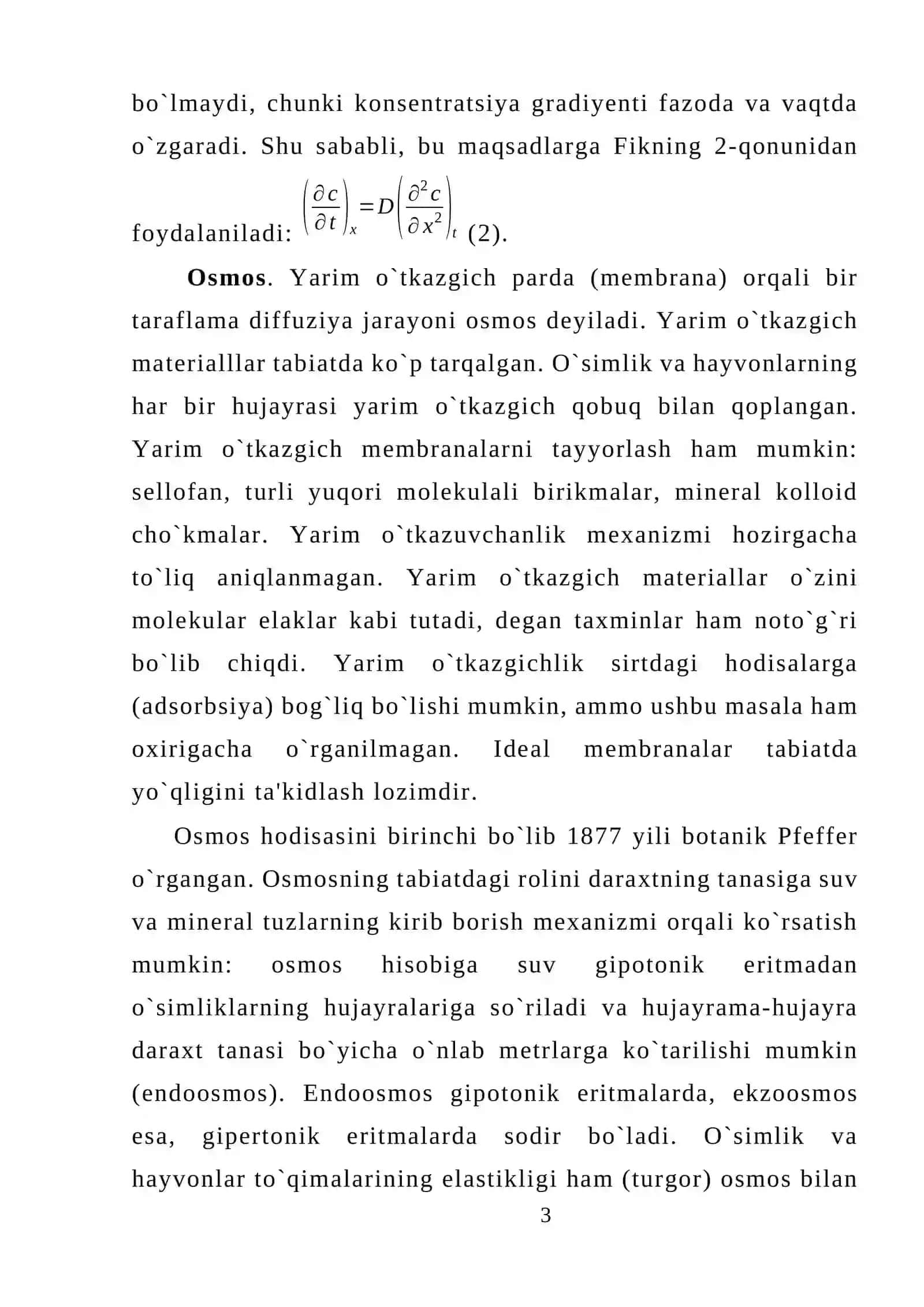 Diffuziya va osmos. Osmotik bosim qonunlari 3